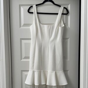 BCBGMaxAzria White Ruffle Hem Dress